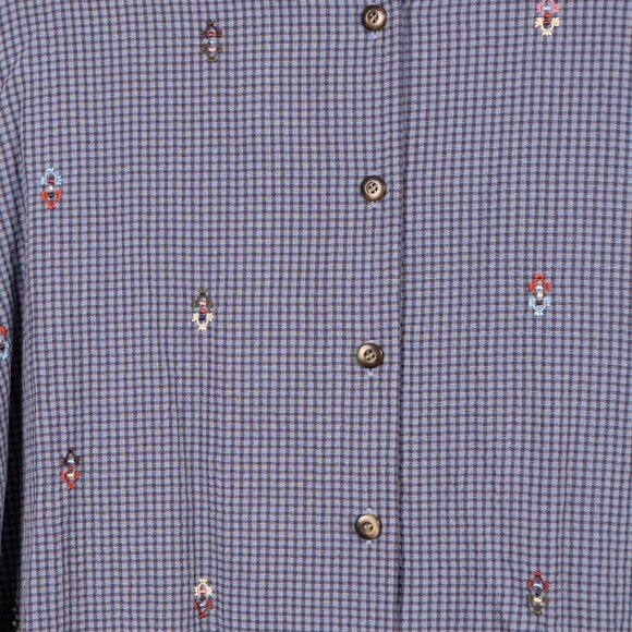 Koret City Blues VTG 90s Button Up Shirt M Womens Embroidered Gingham Blue - Picture 3 of 5